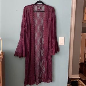 Lace long bell sleeve cardigan